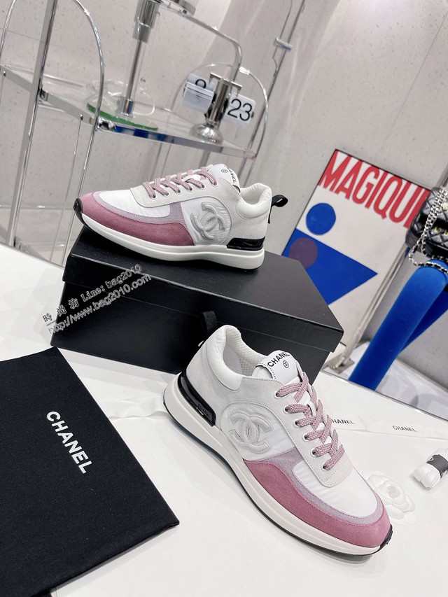 Chanel香奈兒2022早春新款松糕厚底漁夫鞋帆布鞋增高板鞋 dx3032